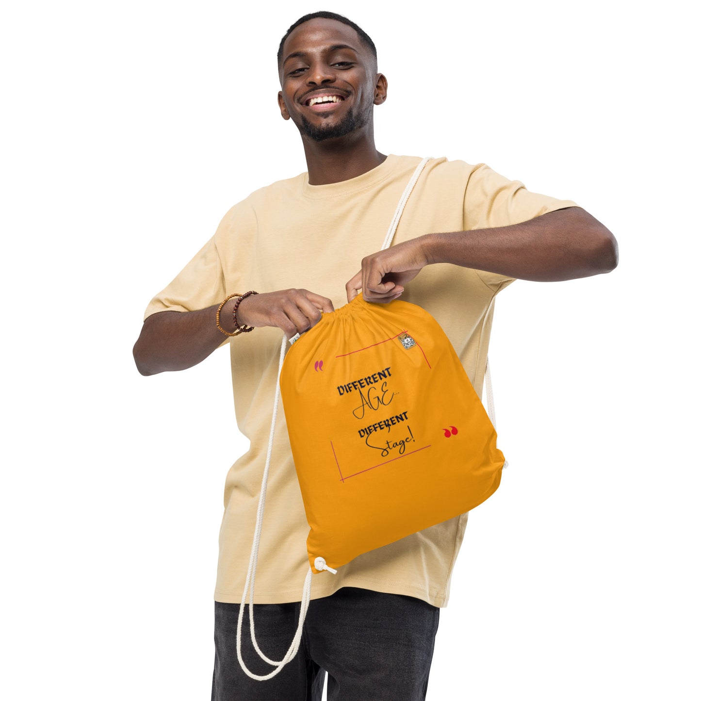 “Different Age…Different Stage!”Organic cotton drawstring bag