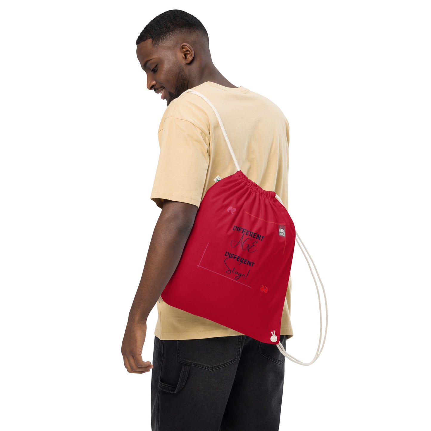 “Different Age…Different Stage!”Organic cotton drawstring bag