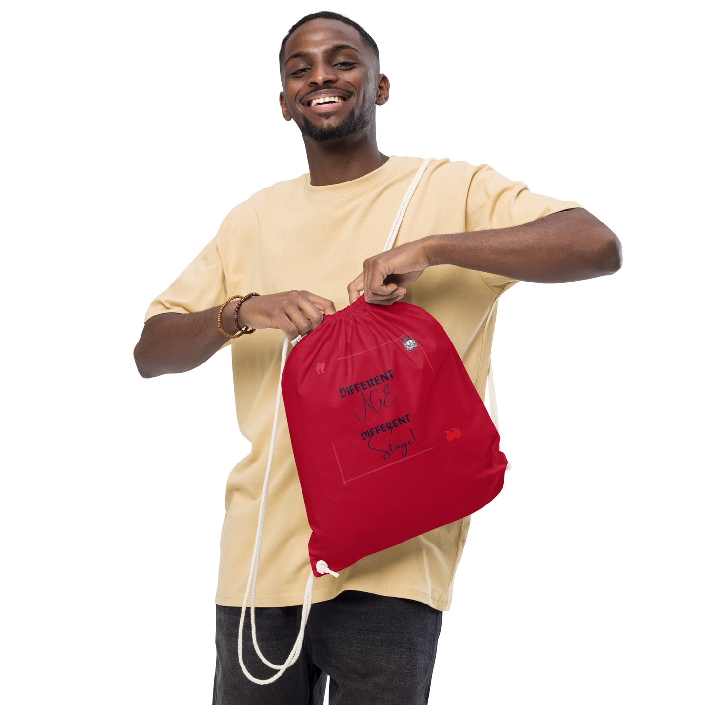 “Different Age…Different Stage!”Organic cotton drawstring bag