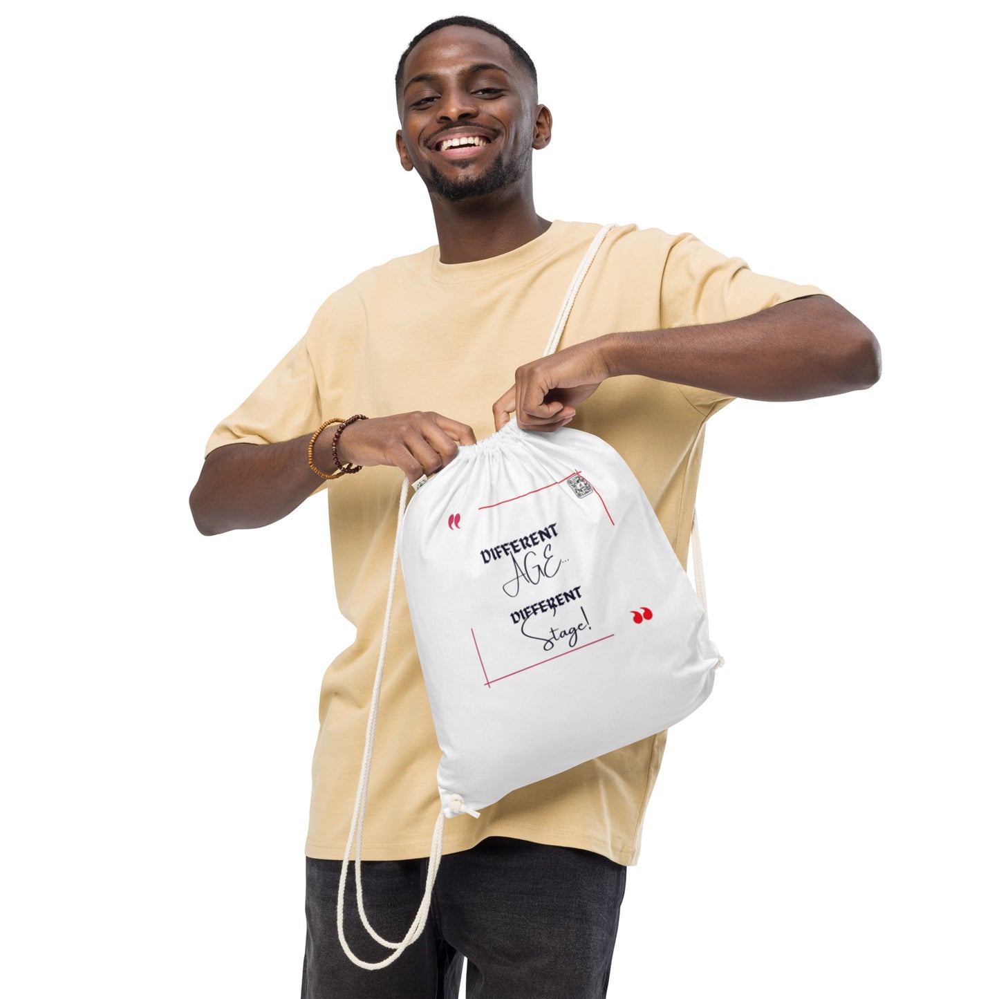 “Different Age…Different Stage!”Organic cotton drawstring bag